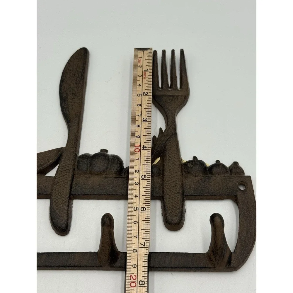 Metal Country Kitchen Wall Mounted Hook Rack 5 Hooks Matte Brown 10.5in